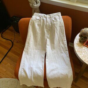 Zara Wide Leg White Denim Pants Size US 2